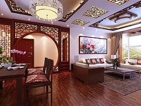 中式客厅单身公寓装修效果展示