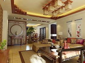 中式中式风格客厅三居效果图