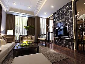 现代客厅别墅吊顶电视背景墙设计案例