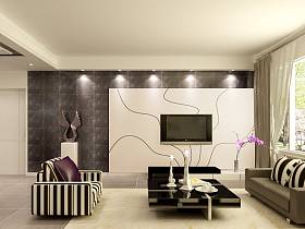 现代客厅窗帘电视背景墙图片
