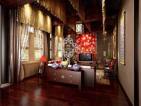 中式客厅吊顶电视背景墙设计图