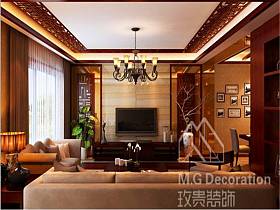 中式客厅电视背景墙设计图