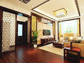 中式中式风格客厅吊顶电视背景墙设计案例展示