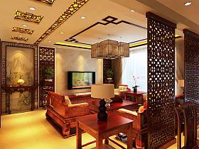 中式客厅吊顶电视背景墙设计案例展示