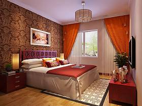 中式卧室窗帘装修案例