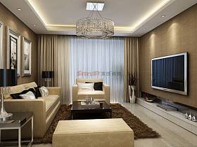 现代现代风格客厅吊顶电视背景墙设计方案