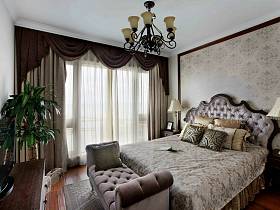 美式卧室吊顶窗帘设计案例展示
