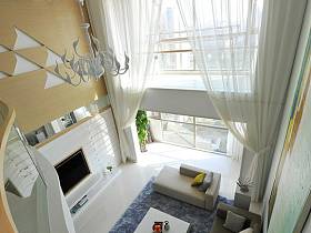 现代客厅别墅窗帘设计方案
