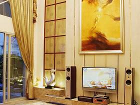 中式客厅吊顶电视背景墙装修图