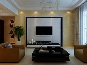 现代客厅窗帘电视背景墙装修案例