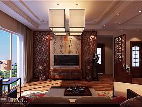 中式客厅电视背景墙设计案例