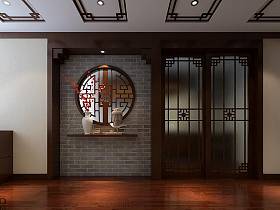 中式玄关玄关柜效果图