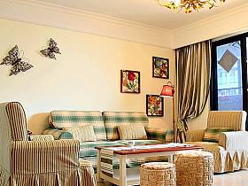 田园美式客厅沙发单人沙发设计案例展示