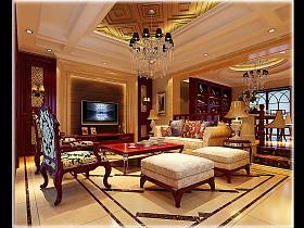 中式美式客厅设计图