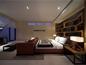 现代简约中式卧室效果图